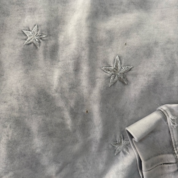 Driftwood Teddy Distressed Grey Pullover Sweatshirt, Embroidered Stars, Small - Picture 4 of 6